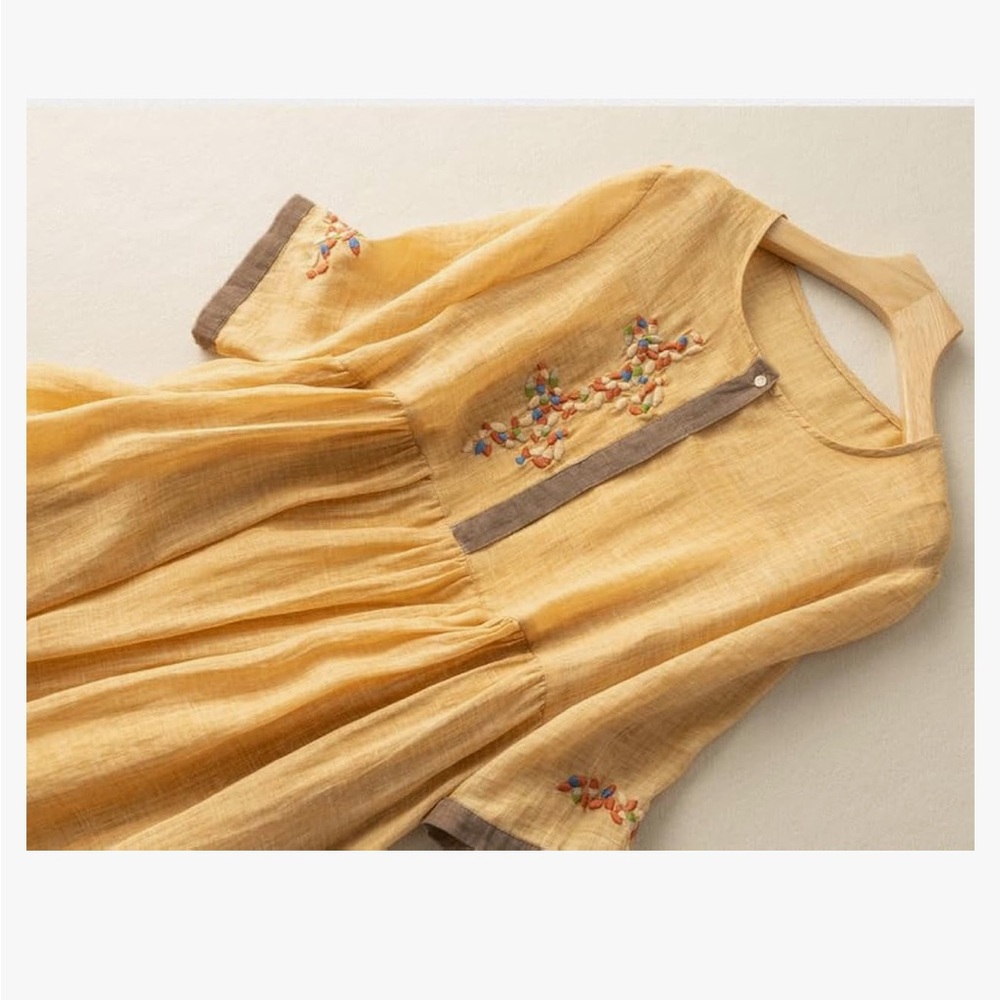 Women’s Boho floral embroidery swing dress - Picture 2 of 6